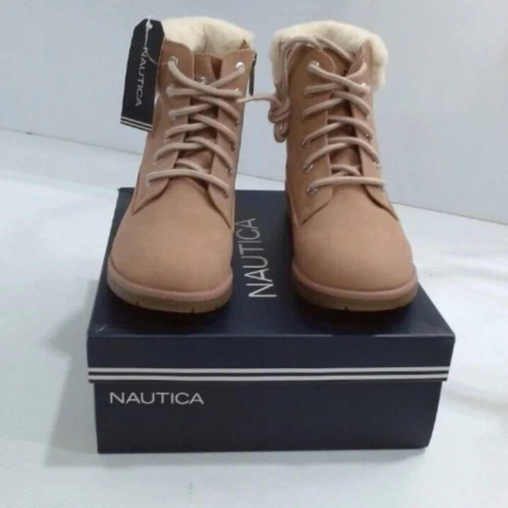 NWT NAUTICA ZABRA YOUTH‎ GIRL'S BOOT'S WITH FAUX FUR TRIM MAUVE 5
